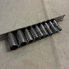 Snap-On Tools 9Pc SAE 3/16-9/16” Semi Deep Socket Set 1/4” Drive TMS6–TMS18 USA