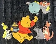 Vintage 60s Disney Winnie the Pooh Nursery Wall Decor Pressed Cardboard Set of 4
