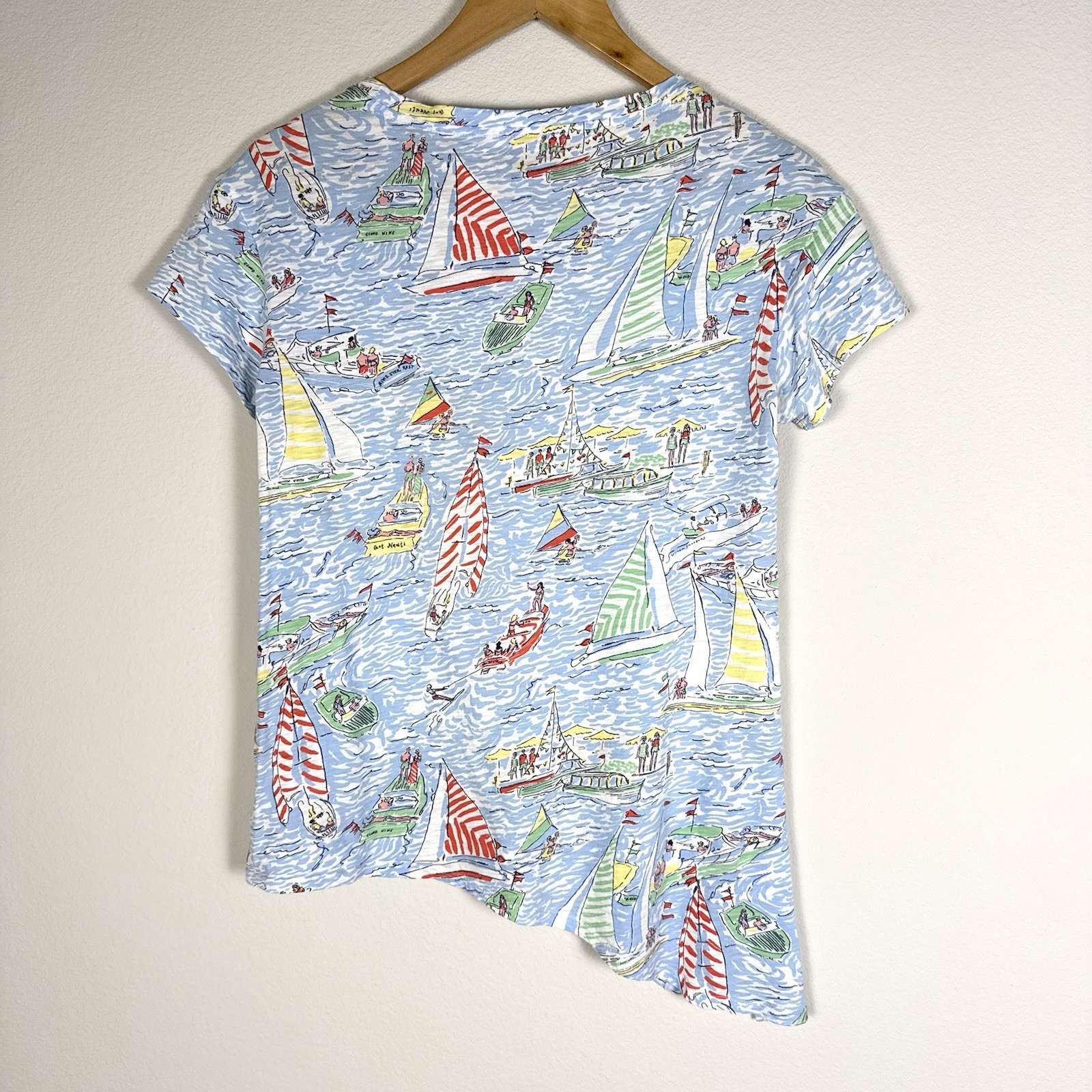 Lilly Pulitzer Glin Side Tie Nautical Tee Womens Small Coastal Beachy Preppy 