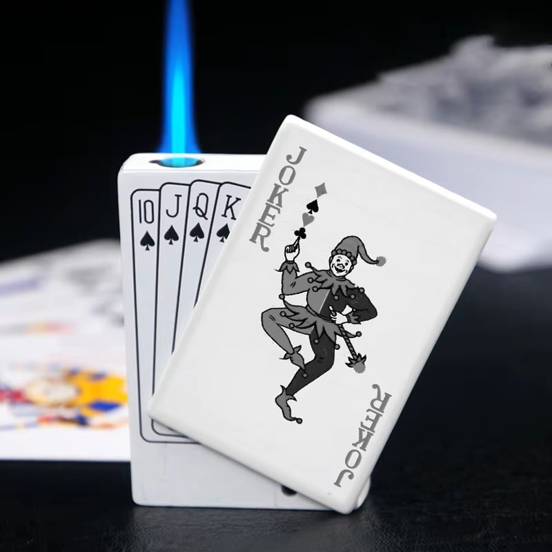 Playing Card Lighter Butane Wind proof Jet Lighter Joker & led torch