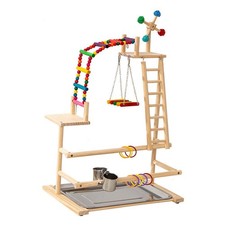 Parrot Playstand Bird Playground Interactive Sturdy with Feeding Cups Play Gym