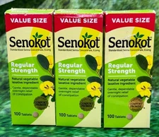 (3) Senokot Regular Strength Laxative 8.6mg - 100 Tablets Exp 03/2028