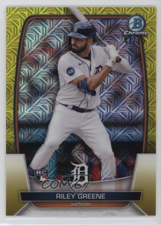 2023 Bowman Mega Box Chrome Yellow Mojo Refractor 41/75 Riley Greene #90 a2v