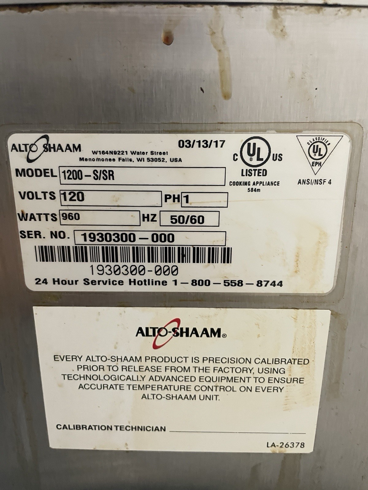 Alto Shaam Warmer 1200