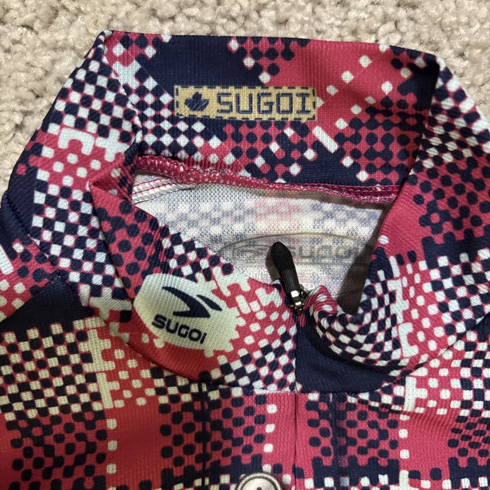 Sugoi Lumber Jane Pink And Black Plaid Cycling Jersey With Pockets Size XS - Image 2 of 4