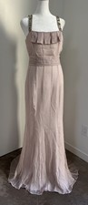 Lavender Label Vera Wang Pink Dusty Rose Silk Beaded Strap Formal Gown Size 8