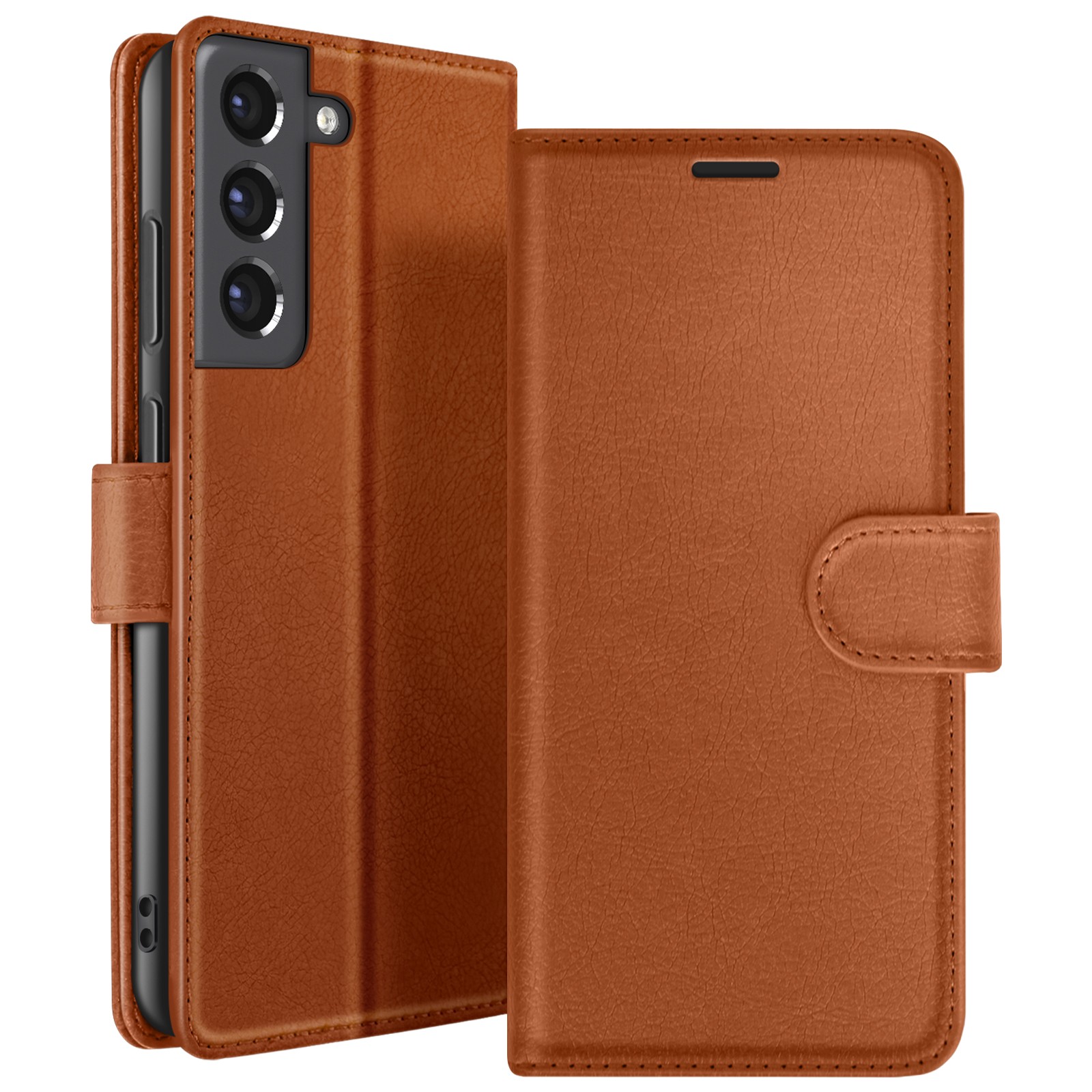 Étui portefeuille Galaxy S21 FE 5G marron pour protéger l'écran et ranger vos cartes bancaires