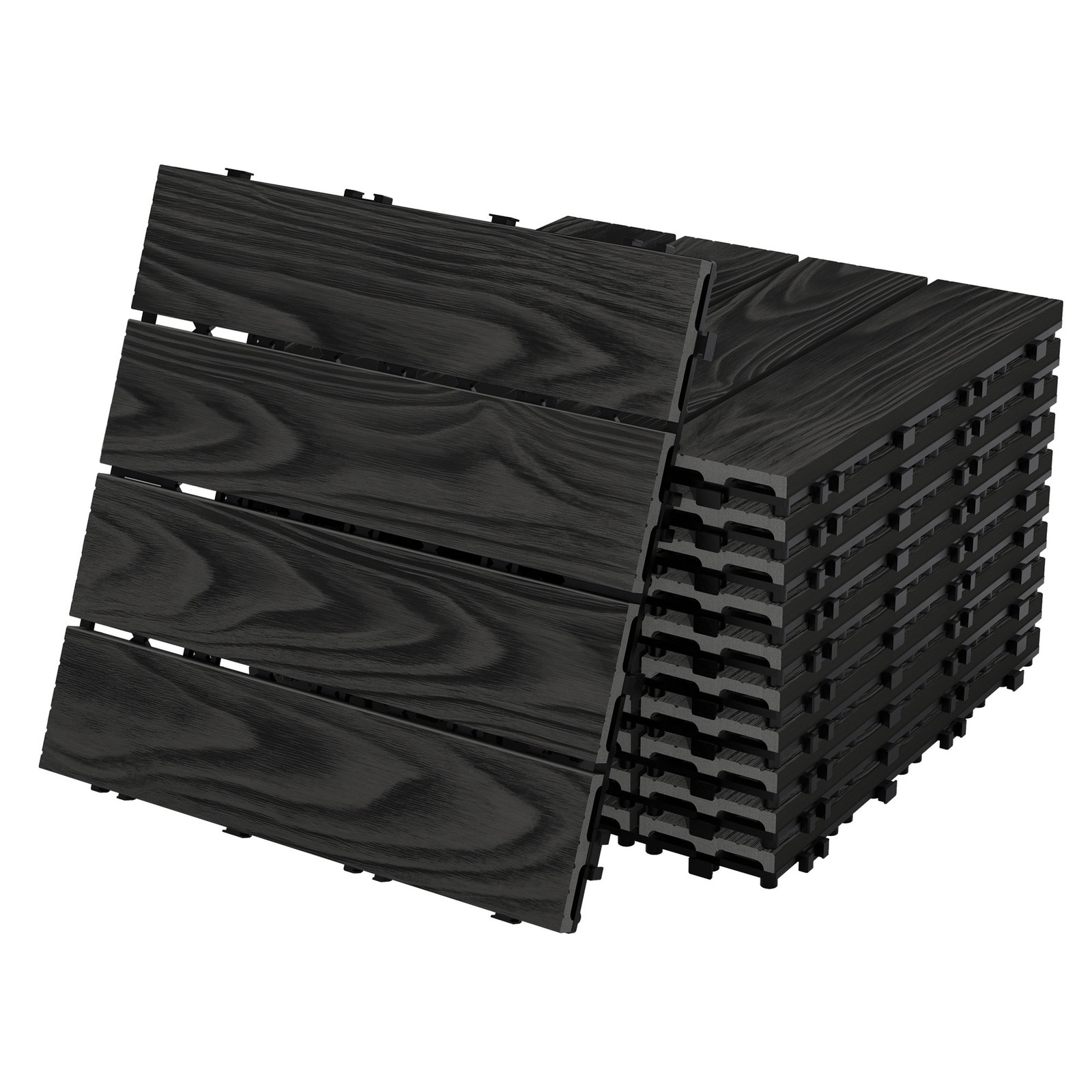 55x Baldosas para exterior de WPC sistema de clic 30x30 cm antracita 5m²