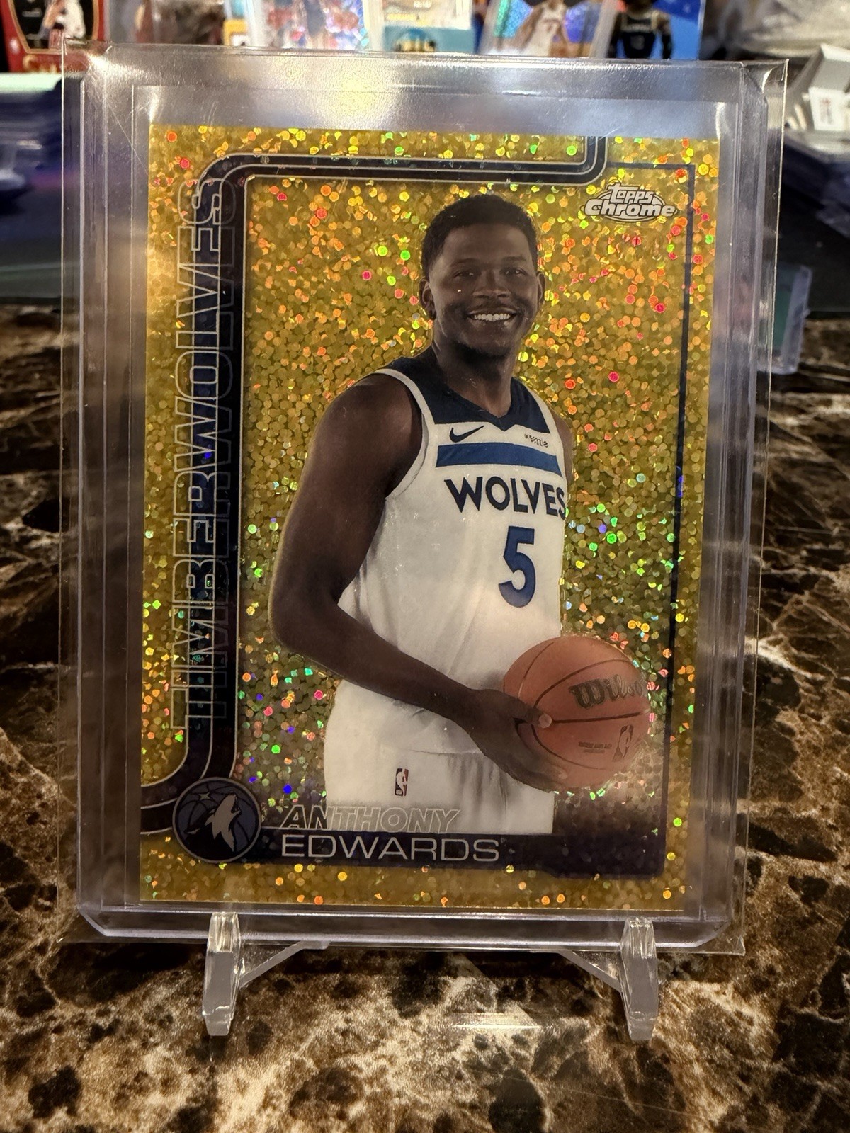 2025-26 Topps Chrome Image Variation Anthony Edwards Gold Speckle Refractor /50