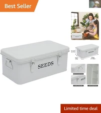 Durable Galvanized Seed Bin with Safety Locks - Stylish Storage for Garden Seeds