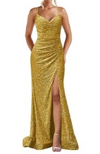 Bridesmaid Dress Glitter Sequin Prom Dresses Formal Evening Party Maxi Gown,UK