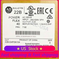 2022 AB 22B-D4P0N104 PowerFlex 40 1.5 kW 2 HP AC Drive 22-D4P0N104