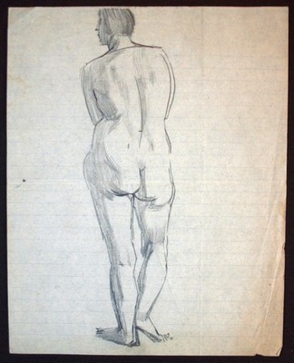 Cecil William Rhodes (1894-1970) Lebenszeichnung, Akt. Vermutlich Künstlerfrau.