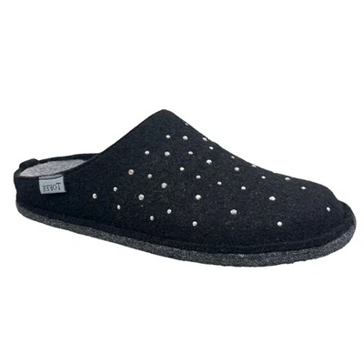 TOFEE Damen Hausschuhe Wollfilz Strass Filzsohle Pantolette schwarz 36-42 - Bild 1 von 4