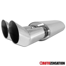 3 Dual Slant Slash Tip Exhaust Muffler Dtm Stainless 280sx Jetta Rx7