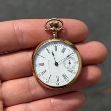 American WALTHAM co warranted gold filled b&b royal 15j antique pocket watch RUN