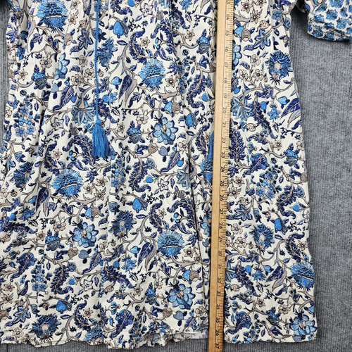 Knox Rose Dress Womens XL Blue Floral Boho Peasant Tassel Puff Sleeve Cottage - Picture 3 of 6