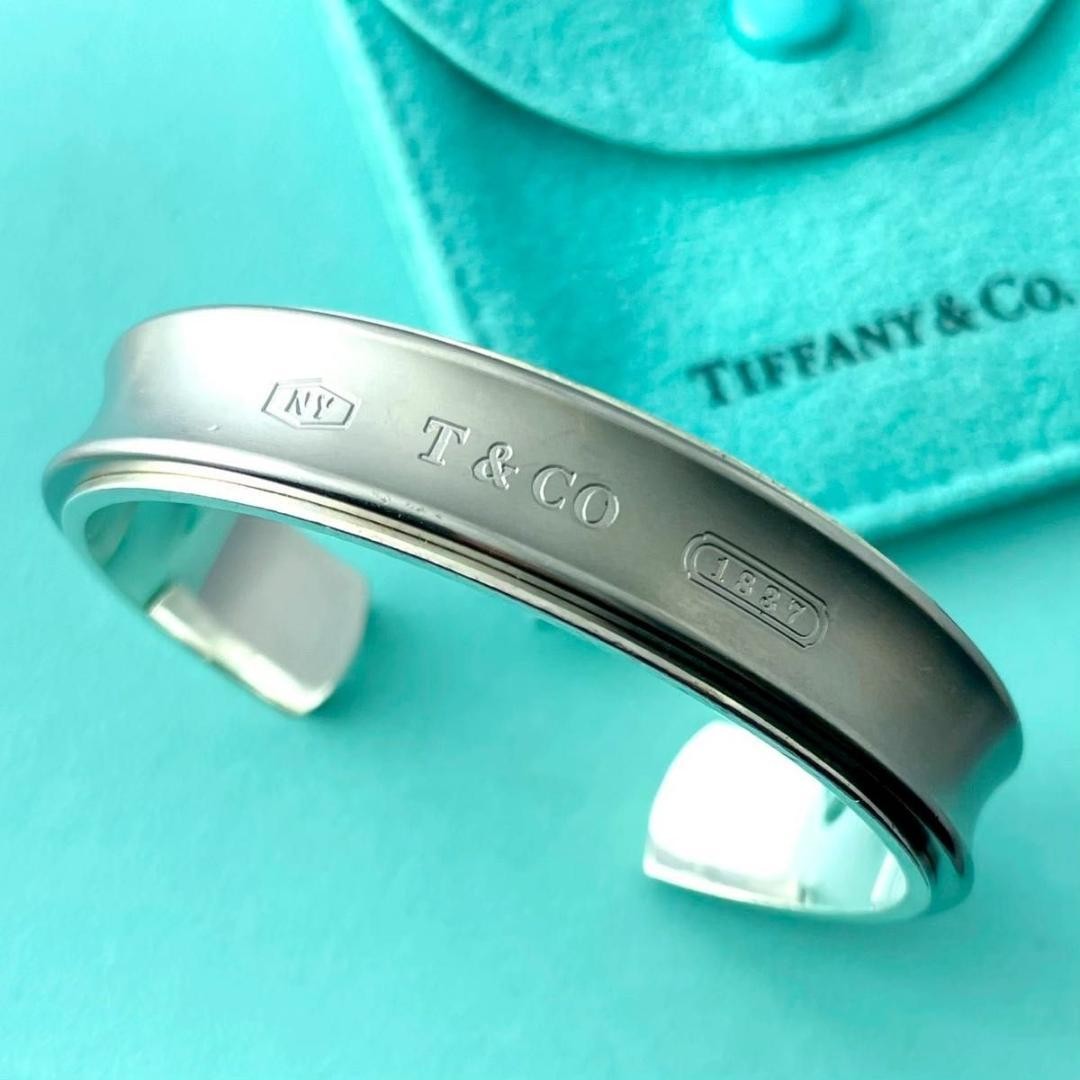 Tiffany & Co 1837 Silver Titanium Cuff Bracelet NY OS6FE Pre-Owned