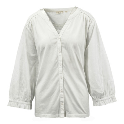 FatFace White Cotton Modal Blouse with Lace and Pintuck Detail