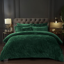 Crushed Velvet Comforter Set King 5-Piece Luxury Winter Bedding Emerald Green