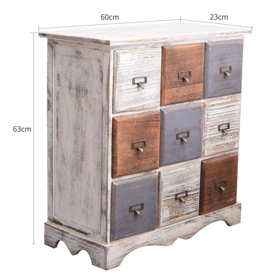 Rebecca Mobili RE4077 Cassettiera 9 cassetti Legno di Paulonia Stile Shabby chic - Immagine 3 di 4