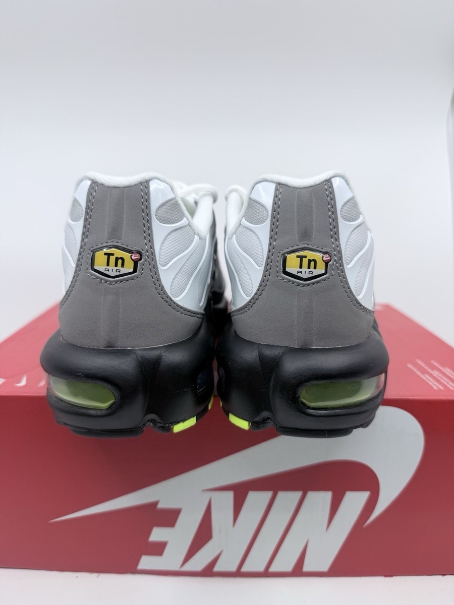 Men's 9 - Nike Air Max Plus White Pearl Gray Black Neon Yellow