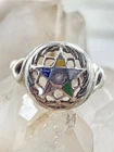 Vintage Solid Sterling Silver Enamel Star Gemstone Ring Size 7.75 - 3 Grams