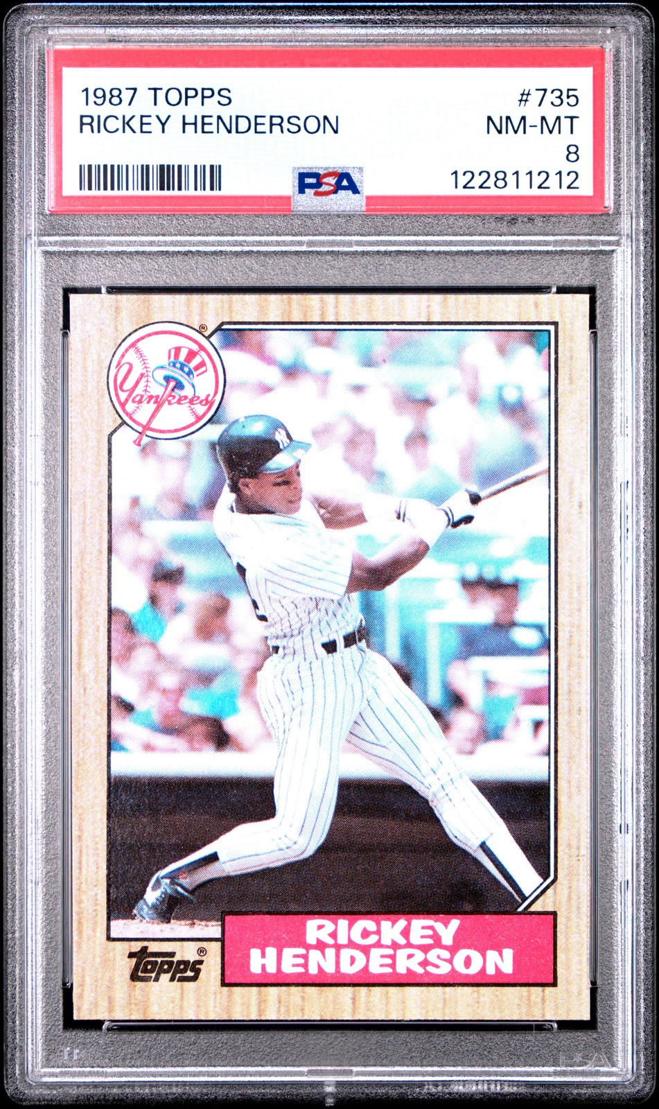 1987 TOPPS #735 RICKEY HENDERSON PSA 8
