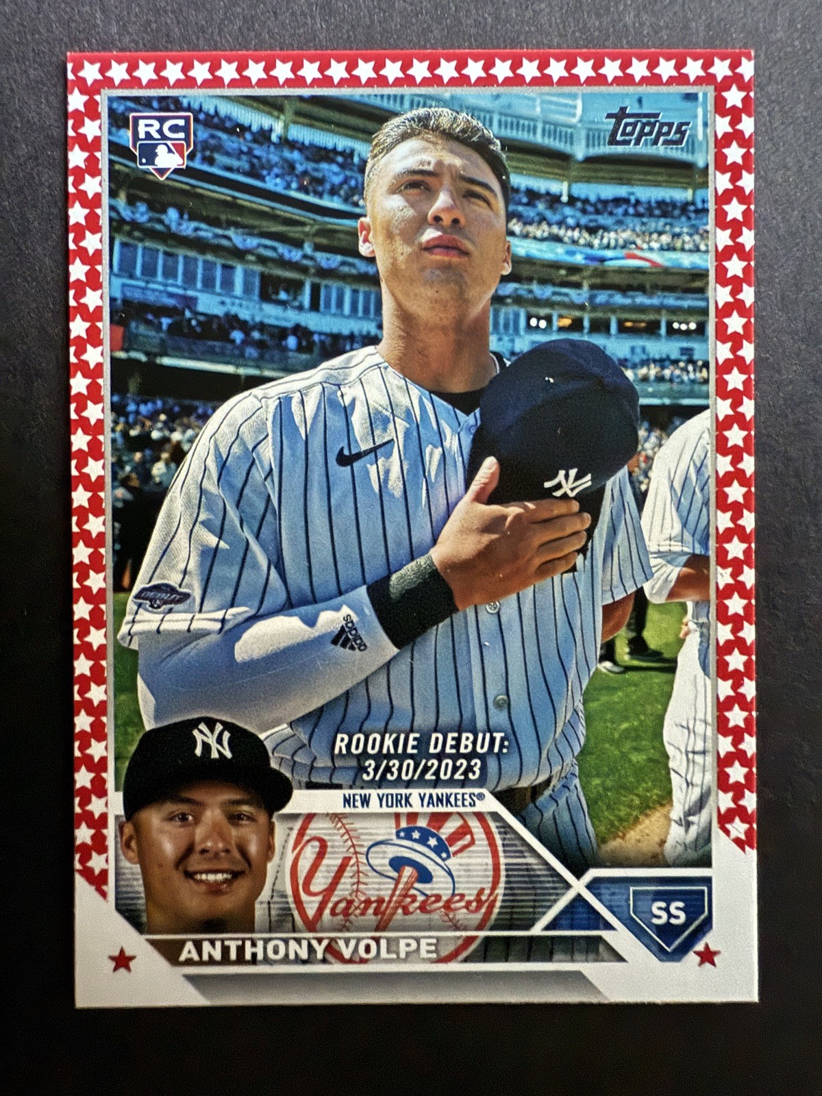 2023 Topps Update Series - Anthony Volpe Rookie Debut #US77 Independence Day /76