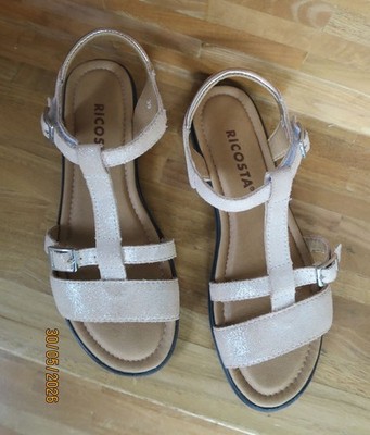 Ricosta Mädchen Leder Sandalen in zartem rosa mit Glitzereffek Gr. 39