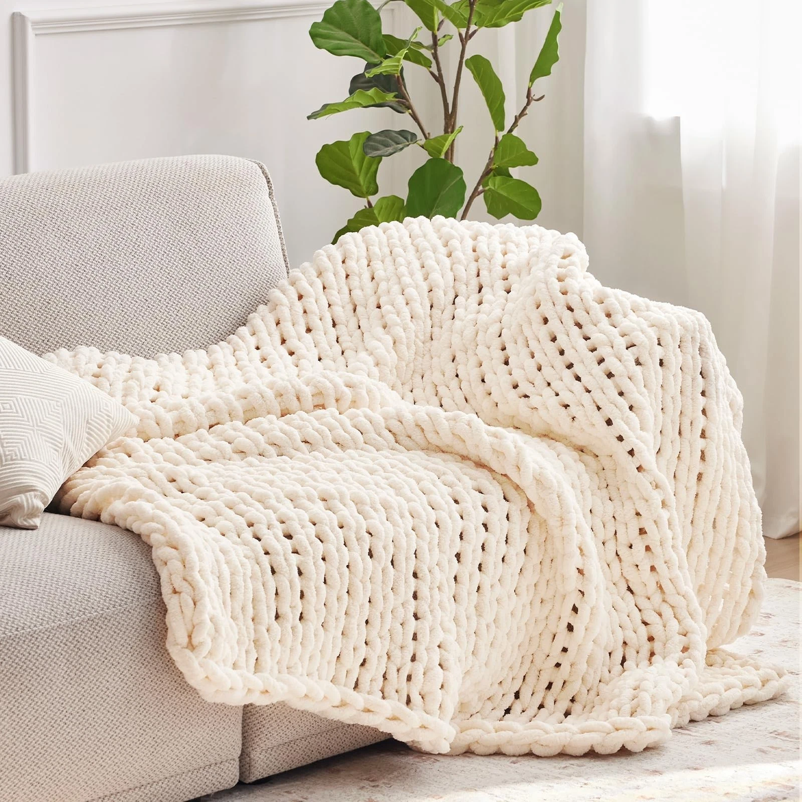 Negwoo Chunky Knit Throw Blanket - Thumbnail 3