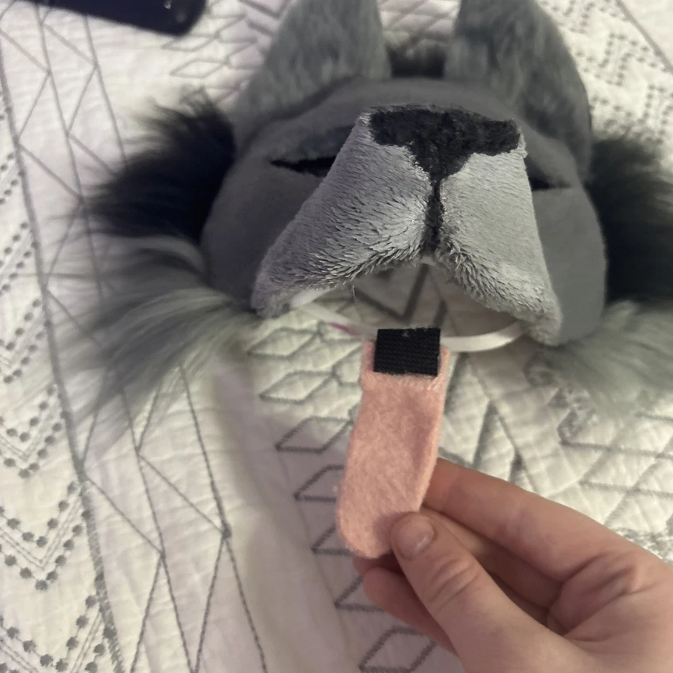 Therian Wolf dog mask for quadrobics, furry, gray, with tounge high quality - Image 4 of 4