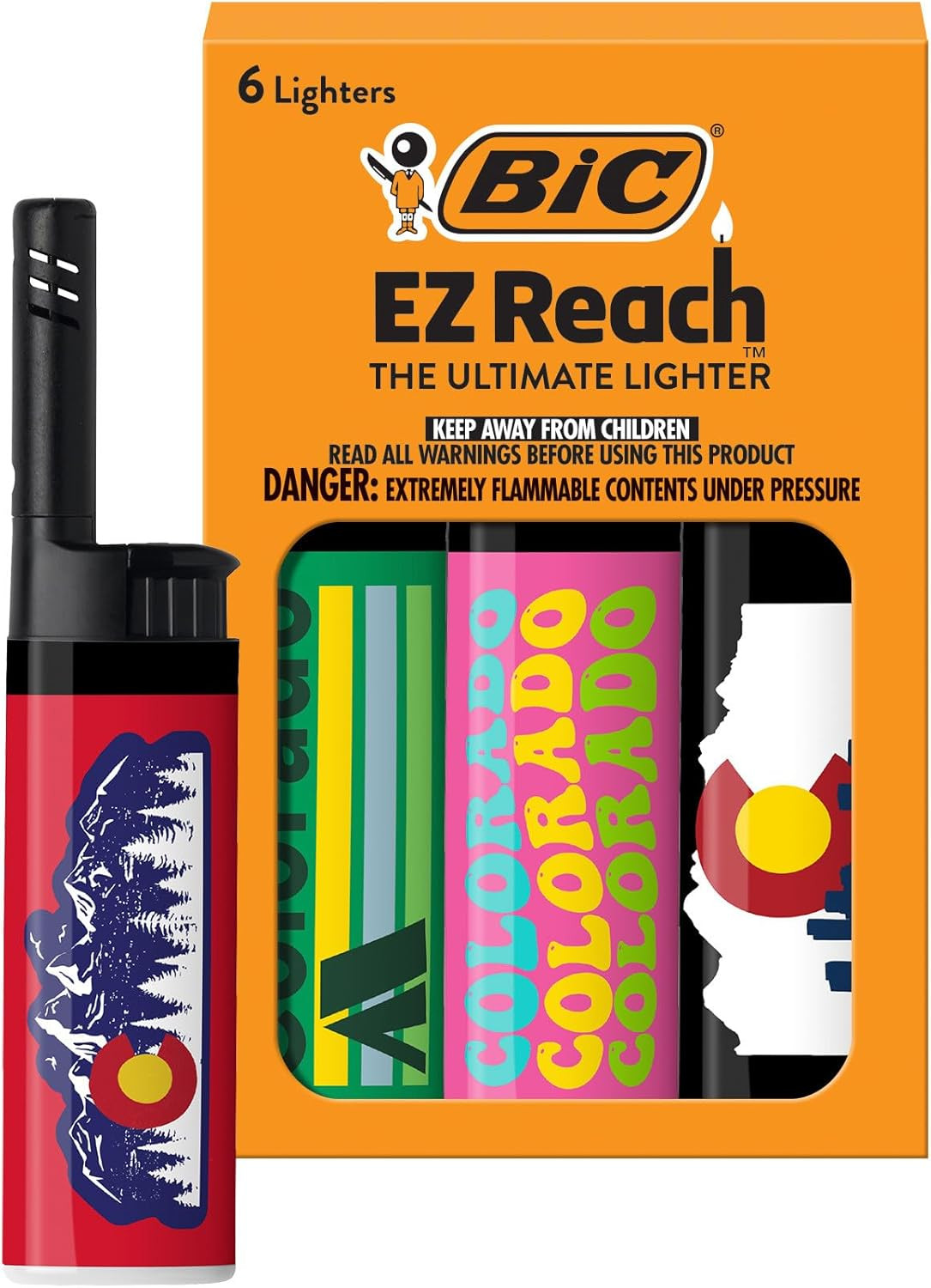 BIC EZ Reach Candle Lighter Wand Colorado Designs 6 Pack