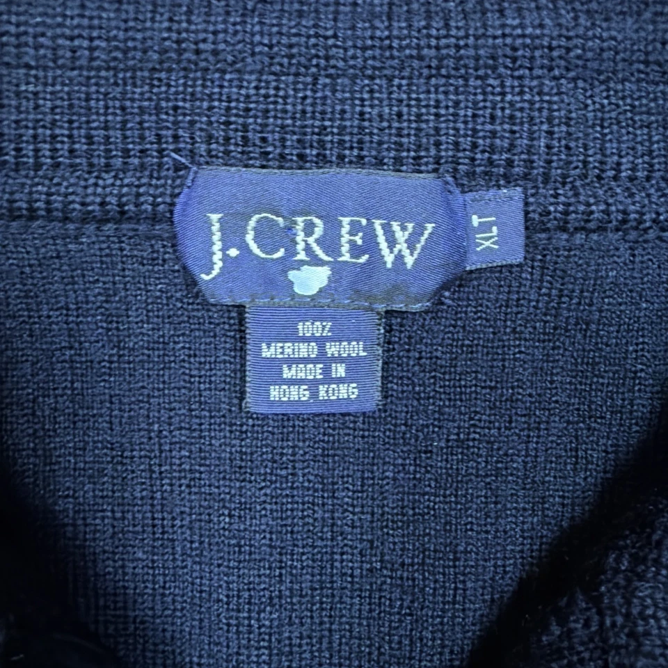 Suéter Polo Vintage Años 90 J Crew Lana Merino Para Hombres XL Alto Clásico Acanalado Azul Foto 3 de 4