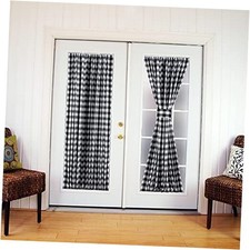 French Door Curtains Buffalo Check Window 54"W x 40"L Pack of 1 Black/White