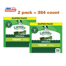 2 Pack, Greenies Adult Teenie Dog Dental Treats - Natural, Oral Health, 192 Ct