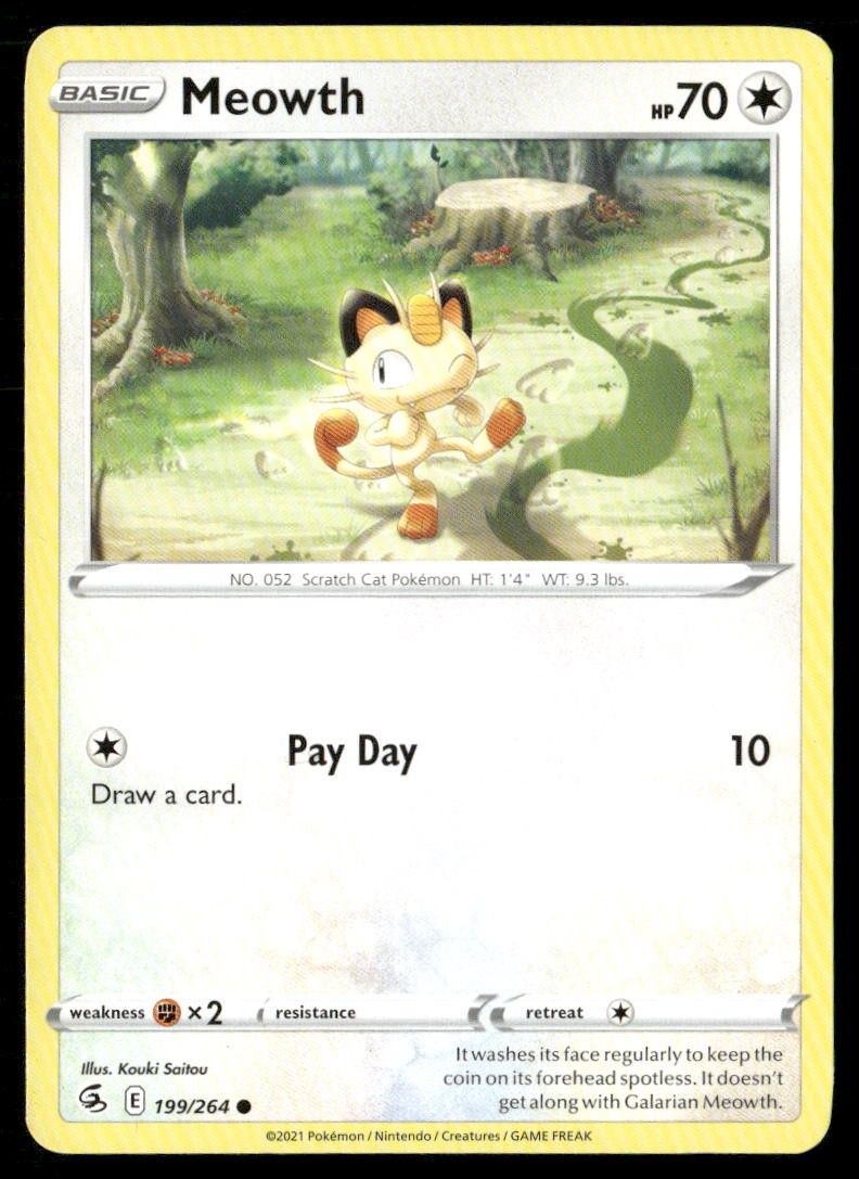 Meowth Fusion Strike 199/264 Common Pokemon Near Mint