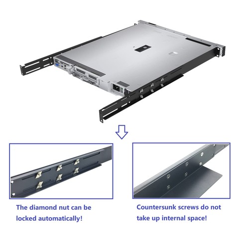 1U Universal 4-Post Rack Mount Server Shelf Rails for Dell Compaq HP IBM APC ... - Picture 3 of 7