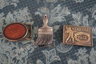 VINTAGE 1980 BERGAMOT BRASS WORKS PAINTERS BRUSH BELT BUCKLE & OTHERS