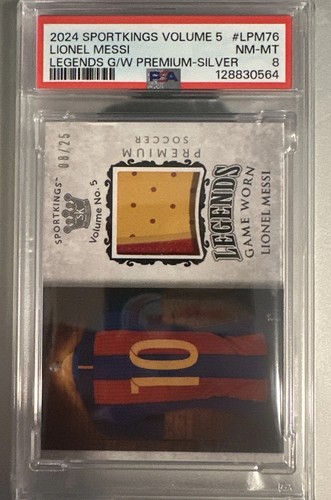 RARE! 2024 Sportkings Jersey Lionel Messi GAME WORN patch Limited /25  PSA 8