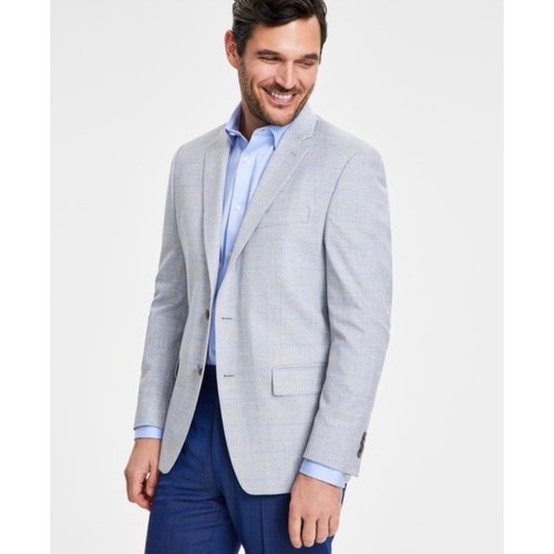 Cappotto sportivo Michael Kors vestibilità classica nuovo con etichette - grigio chiaro con quadri blu, uomo 38S