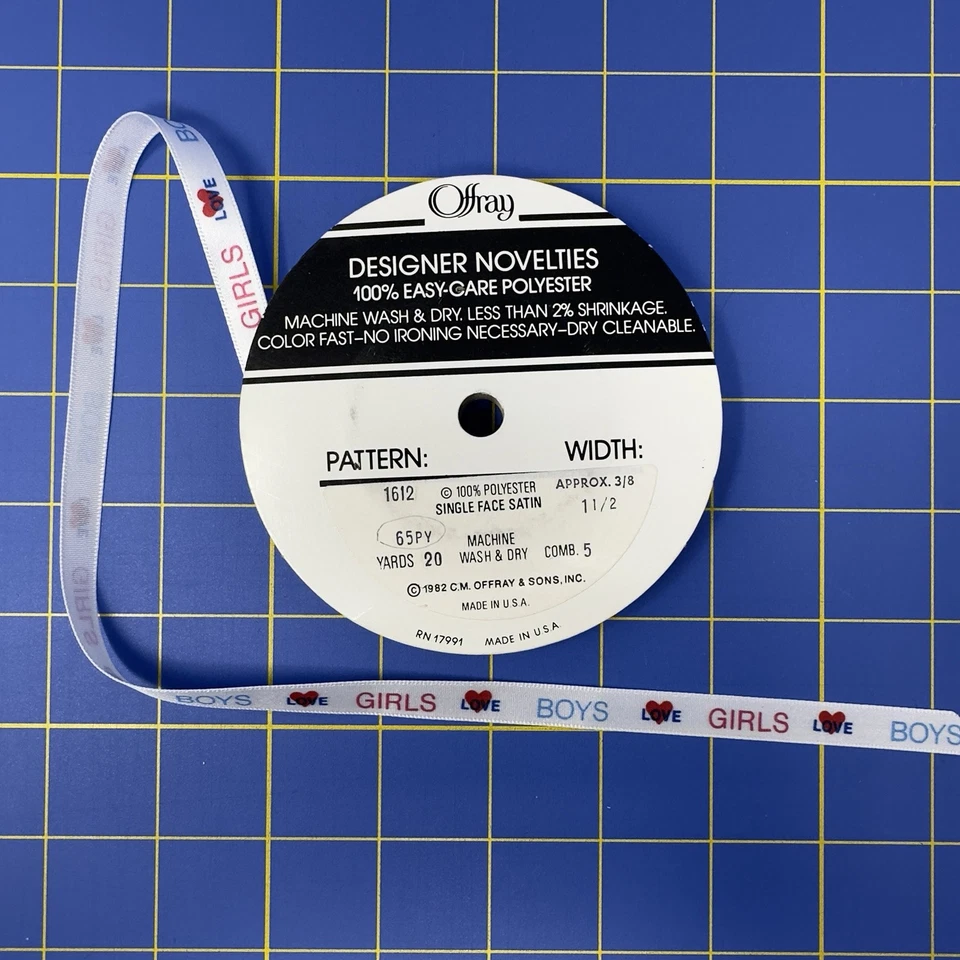 Girls Love Boys Love Girls Satin Ribbon 12yds+ Doll Child Trim Pigtails Bows New - Image 2 of 4