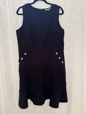 Loft Women's Sleeveless Dress With Pearl Buttons On The Pockets, Size 14
