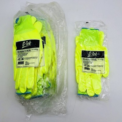 PIP 33-425LY/XXL Work Gloves Size XXL G-tek Polyurethane Grip Hi Vis 12 Pairs