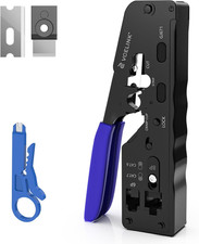 RJ45 Crimp Tool, All-In-One Ethernet Pass through Crimper for CAT7 CAT6A CAT6 Ca