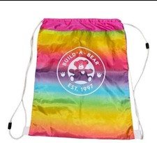 Vintage Build A Bear Carrier Drawstring Bag Rainbow Colorful Backpack EST 1997