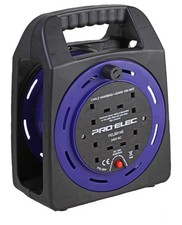 4 Gang 15m Empty Extension Cable Lead Reel Handbag  13A Socket Tidy Carry Frame