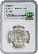 1949-S Booker T Washington Half 50c MS67+ NGC ~ CAC 947965-8