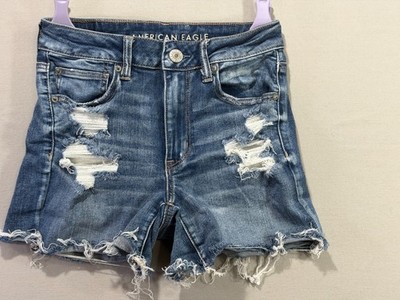 American Eagle Shorts Womens 6 Hi-Rise Shortie Next Level Stretch Denim Distress