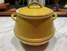 Vintage Descoware Made In Belgium Yellow Cast Iron Enamel W/ Lid 3qt